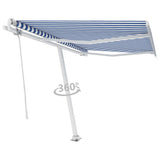 VidaXL Luifel vrijstaand automatisch 350x250 cm blauw en wit - afbeelding 3