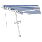 VidaXL Luifel automatisch met LED en windsensor 350x250 cm blauw wit - afbeelding 3