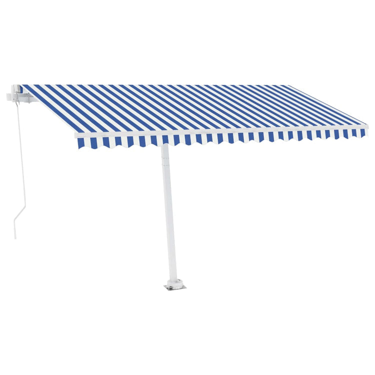 VidaXL Luifel handmatig uittrekbaar met LED 400x300 cm blauw en wit