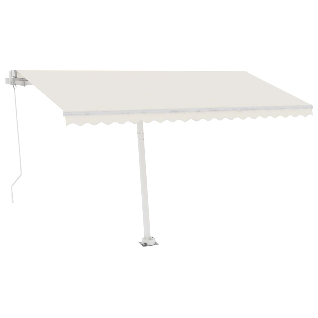 VidaXL Luifel handmatig uittrekbaar met LED 400x300 cm crèmekleurig