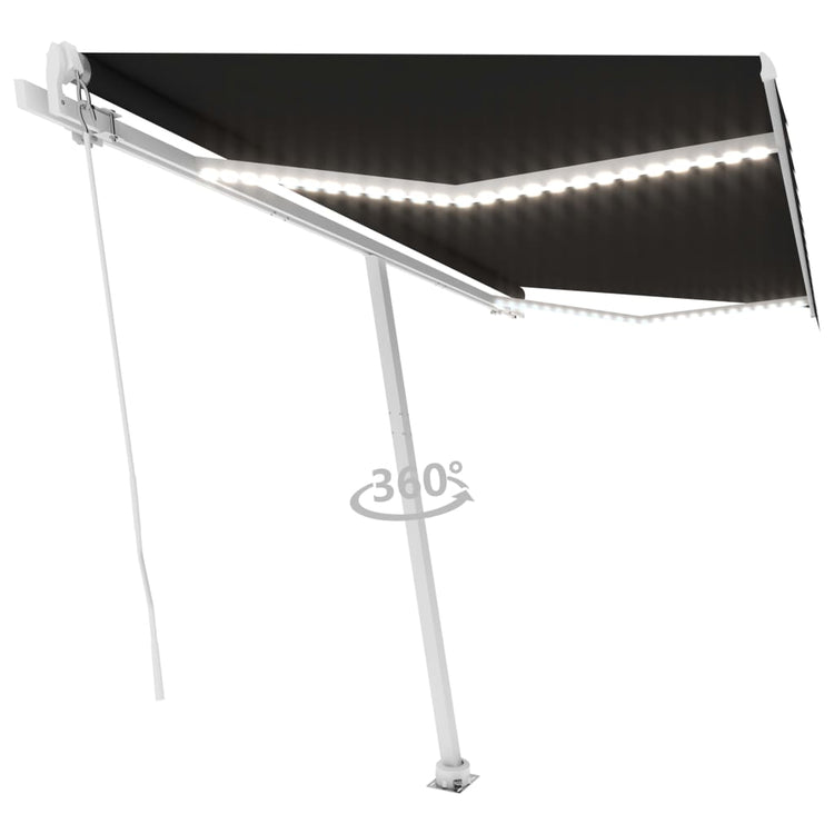 VidaXL Luifel handmatig uittrekbaar met LED 400x300 cm antracietkleur