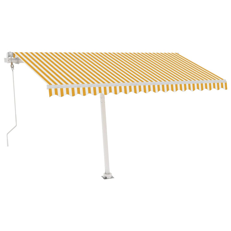 VidaXL Luifel vrijstaand automatisch 400x300 cm geel en wit