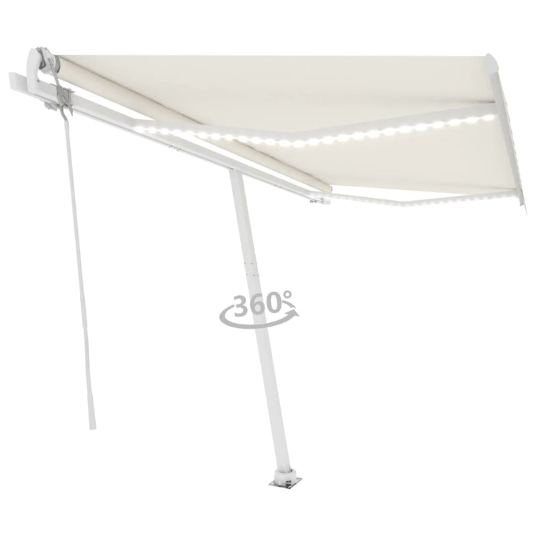 VidaXL Luifel automatisch met LED en windsensor 400x300 cm crèmekleur
