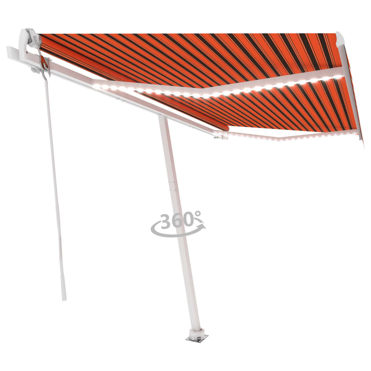 VidaXL Luifel automatisch met LED windsensor 400x300 cm oranje bruin
