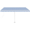 VidaXL Luifel vrijstaand automatisch 450x300 cm blauw en wit