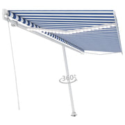 VidaXL Luifel handmatig uittrekbaar met LED 500x300 cm blauw en wit - afbeelding 3