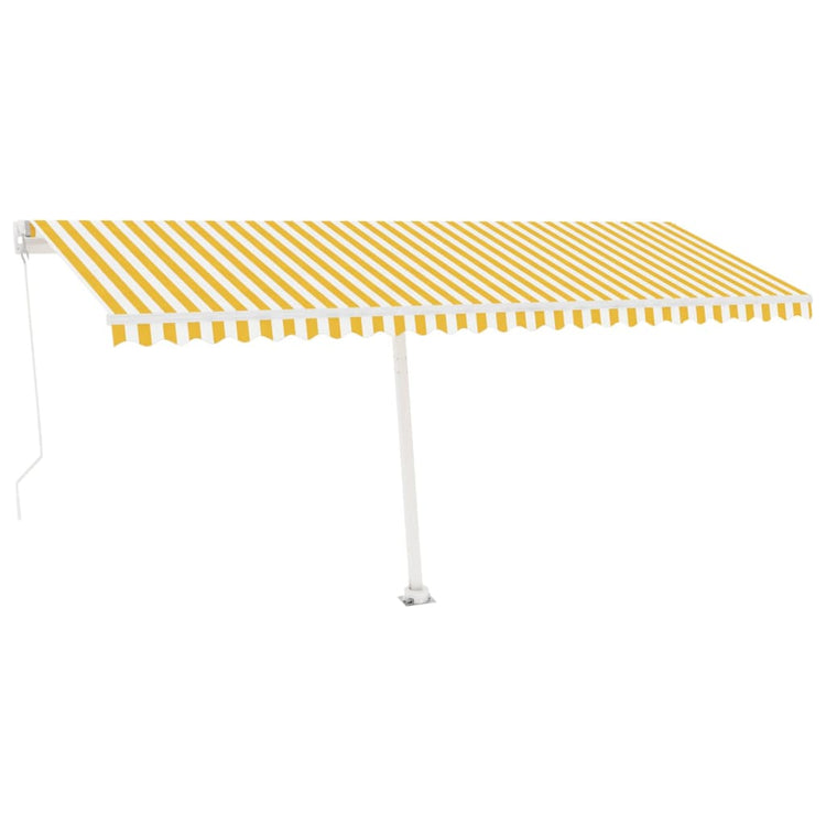 VidaXL Luifel handmatig uittrekbaar met LED 500x300 cm geel en wit
