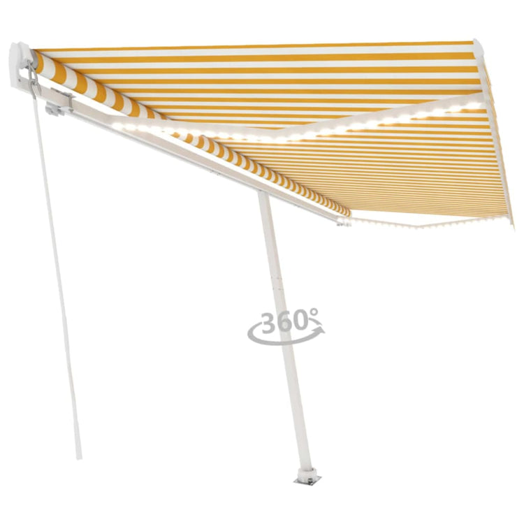 VidaXL Luifel handmatig uittrekbaar met LED 500x300 cm geel en wit