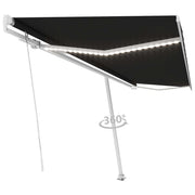 VidaXL Luifel handmatig uittrekbaar met LED 500x300 cm antracietkleur - afbeelding 3