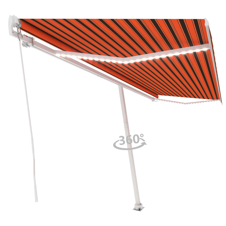 VidaXL Luifel handmatig uittrekbaar met LED 500x300 cm oranje en bruin