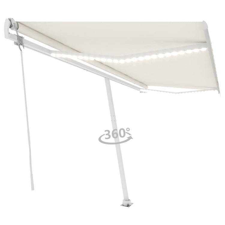 VidaXL Luifel automatisch met LED en windsensor 500x300 cm crèmekleur