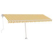 VidaXL Luifel automatisch met LED en windsensor 500x300 cm geel en wit - afbeelding 2