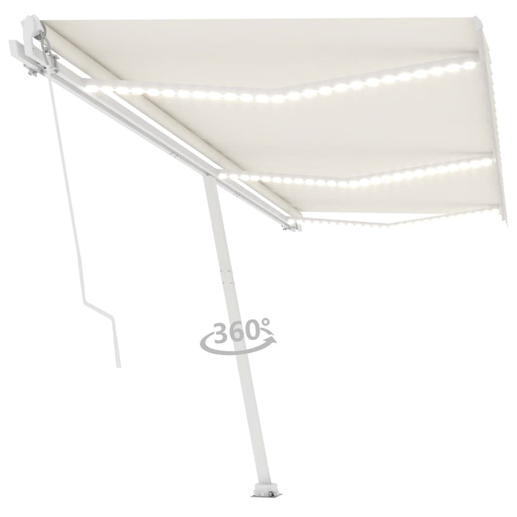 VidaXL Luifel handmatig uittrekbaar met LED 600x300 cm crèmekleurig