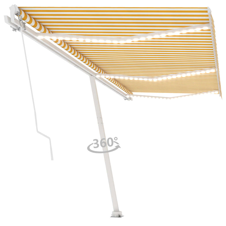 VidaXL Luifel handmatig uittrekbaar met LED 600x300 cm geel en wit