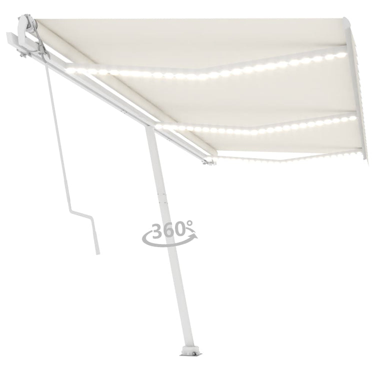 VidaXL Luifel automatisch met LED en windsensor 600x300 cm crèmekleur