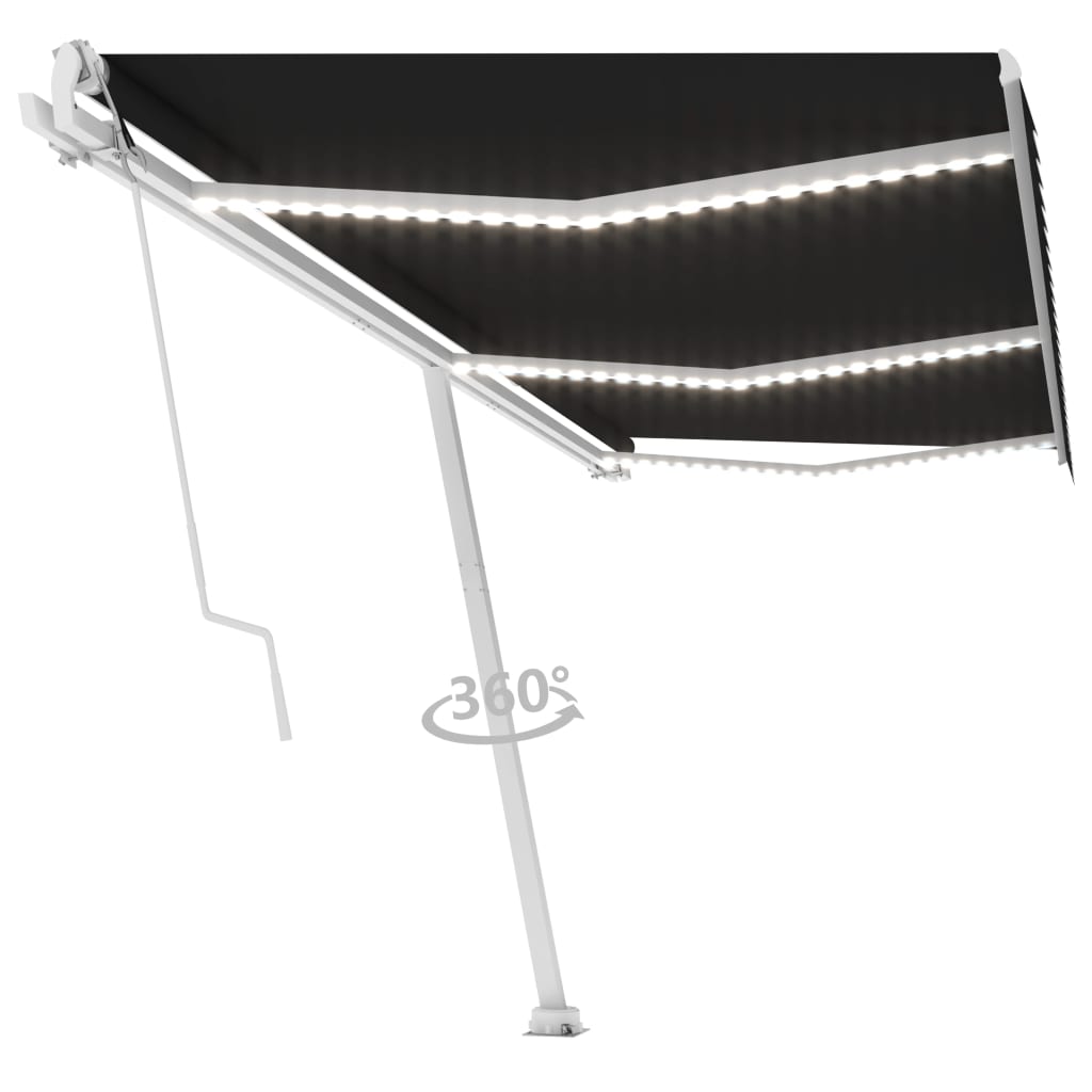 VidaXL Luifel automatisch met LED en windsensor 600x300 cm antraciet