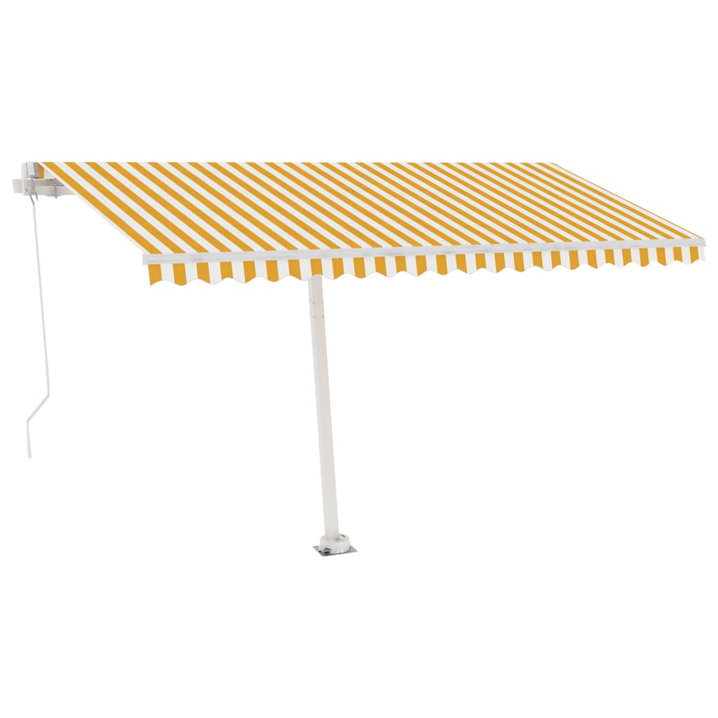 VidaXL Luifel vrijstaand handmatig uittrekbaar 400x350 cm geel en wit
