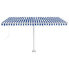 VidaXL Luifel handmatig uittrekbaar met LED 400x350 cm blauw en wit