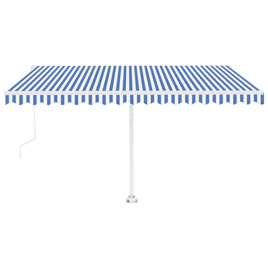 VidaXL Luifel automatisch met LED en windsensor 400x350 cm blauw wit