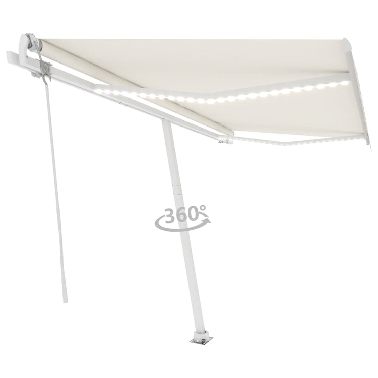 VidaXL Luifel automatisch met LED en windsensor 400x350 cm crèmekleur