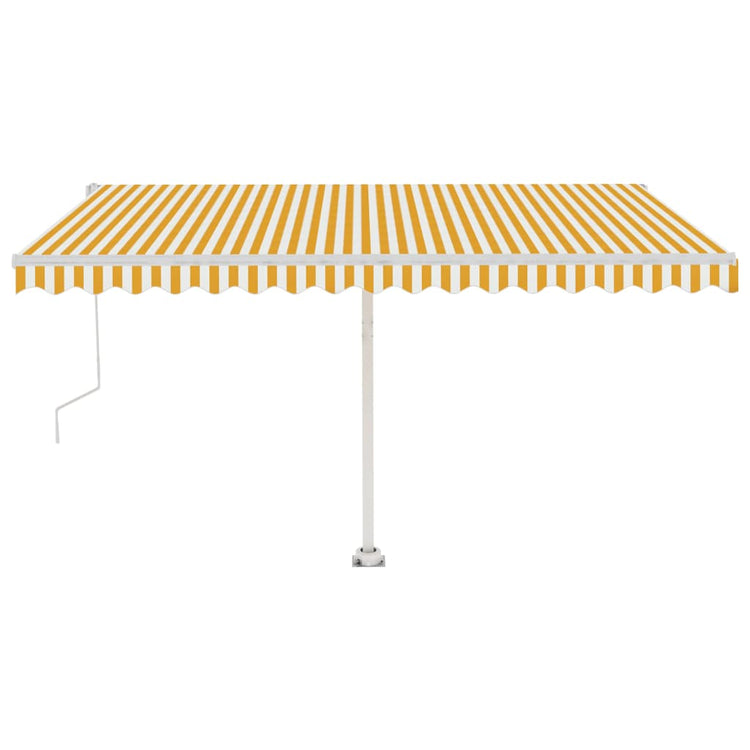VidaXL Luifel automatisch met LED en windsensor 400x350 cm geel en wit