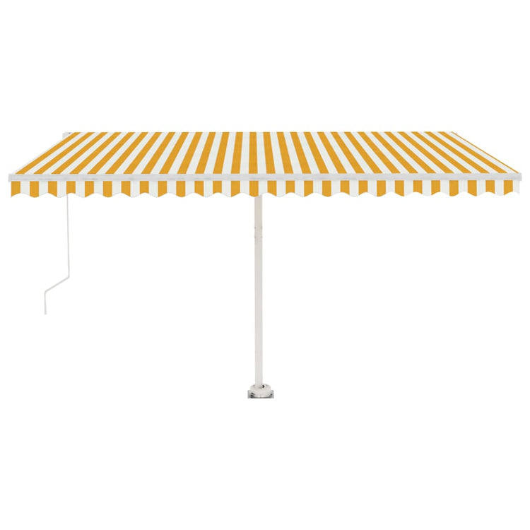VidaXL Luifel handmatig uittrekbaar met LED 450x350 cm geel en wit