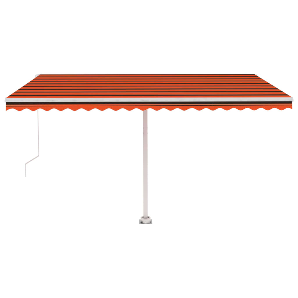 VidaXL Luifel handmatig uittrekbaar met LED 450x350 cm oranje en bruin