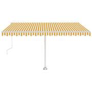 VidaXL Luifel vrijstaand automatisch 450x350 cm geel en wit - afbeelding 2