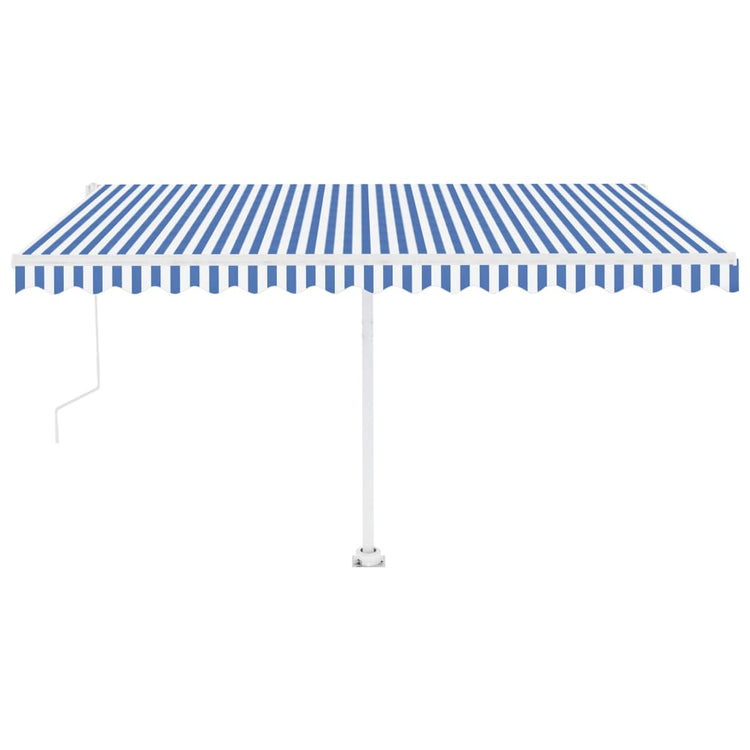 VidaXL Luifel automatisch met LED en windsensor 450x350 cm blauw wit