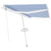 VidaXL Luifel automatisch met LED en windsensor 450x350 cm blauw wit