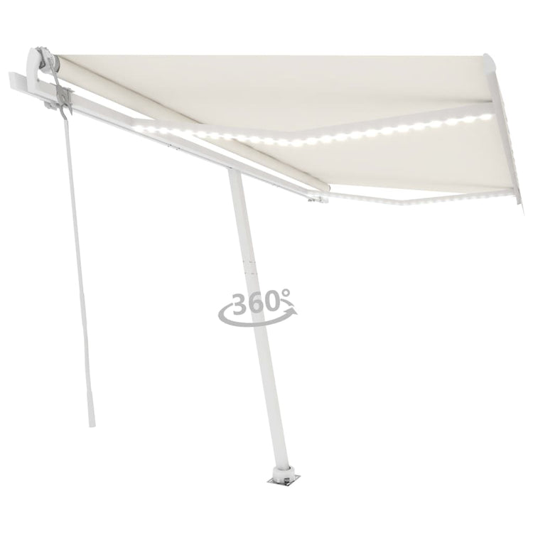 VidaXL Luifel automatisch met LED en windsensor 450x350 cm crèmekleur