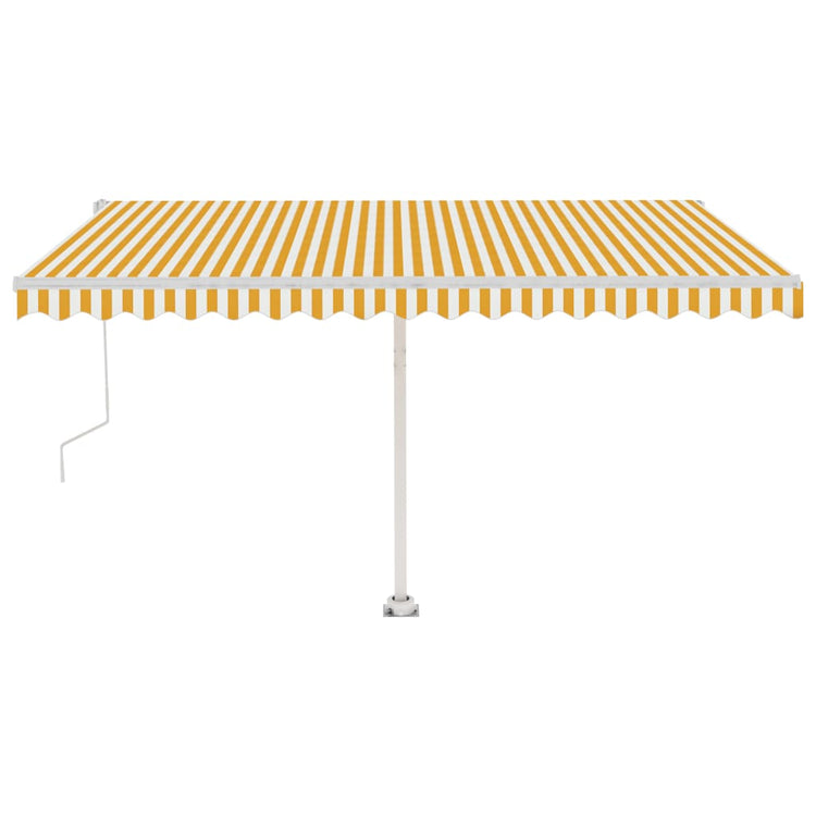 VidaXL Luifel automatisch met LED en windsensor 450x350 cm geel wit