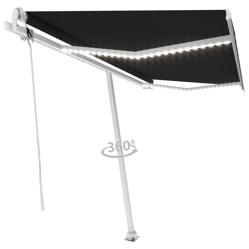 VidaXL Luifel automatisch met LED en windsensor 450x350 cm antraciet