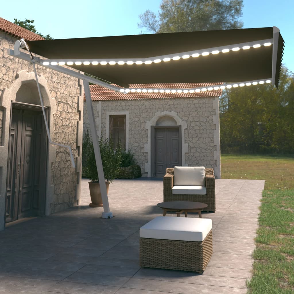 VidaXL Luifel automatisch met LED en windsensor 450x350 cm antraciet