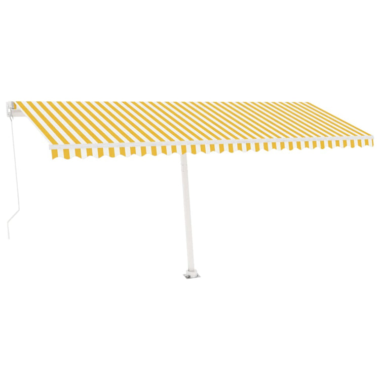 VidaXL Luifel vrijstaand handmatig uittrekbaar 500x350 cm geel en wit