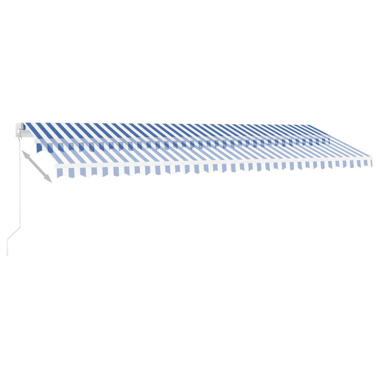 VidaXL Luifel handmatig uittrekbaar met LED 500x350 cm blauw en wit
