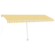 VidaXL Luifel handmatig uittrekbaar met LED 500x350 cm geel en wit - afbeelding 2
