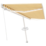 VidaXL Luifel handmatig uittrekbaar met LED 500x350 cm geel en wit - afbeelding 3
