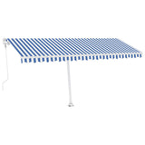 VidaXL Luifel vrijstaand automatisch 500x350 cm blauw en wit - afbeelding 2