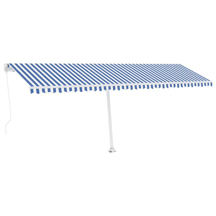 VidaXL Luifel vrijstaand handmatig uittrekbaar 600x350 cm blauw en wit