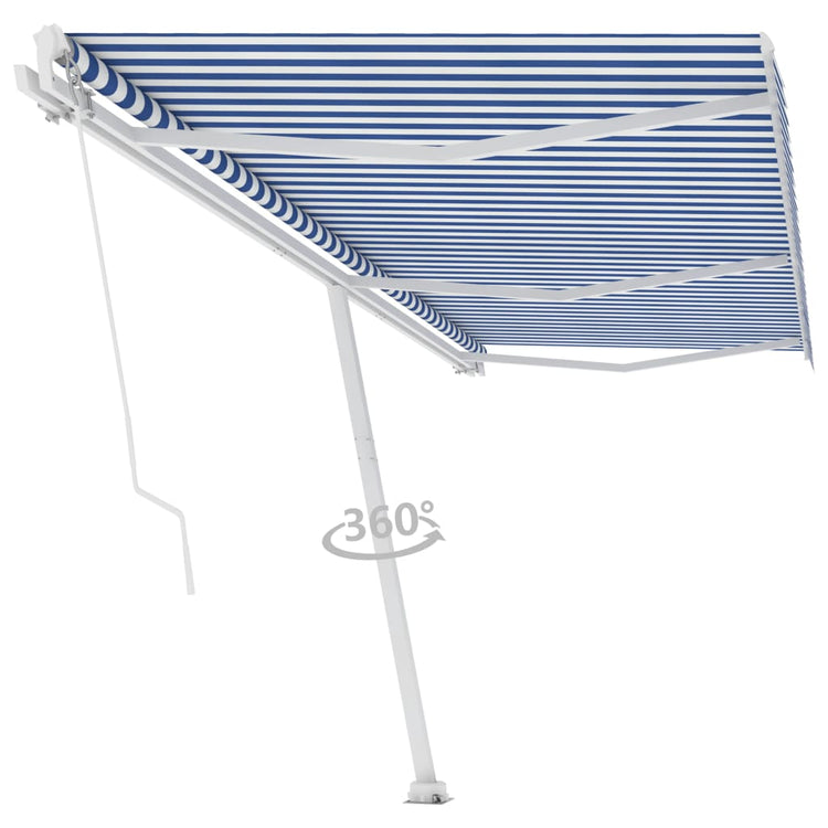 VidaXL Luifel vrijstaand handmatig uittrekbaar 600x350 cm blauw en wit