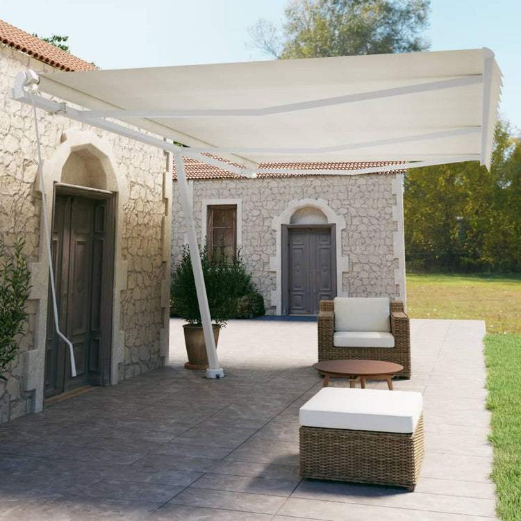 VidaXL Luifel vrijstaand handmatig uittrekbaar 600x350 cm crèmekleurig