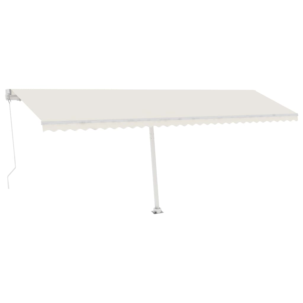 VidaXL Luifel handmatig uittrekbaar met LED 600x350 cm crèmekleurig