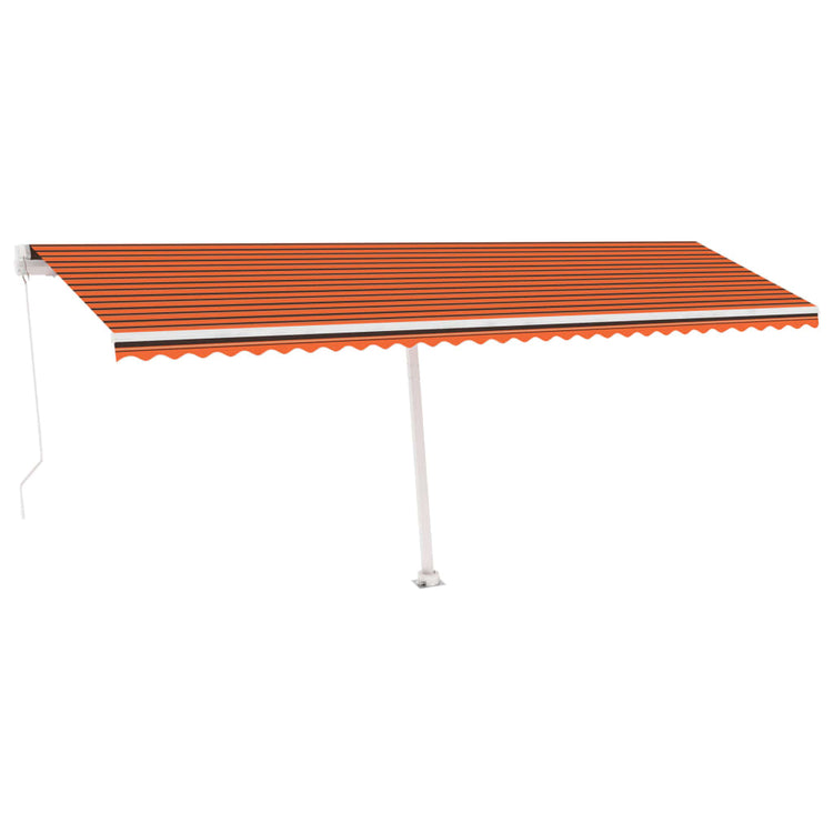 VidaXL Luifel handmatig uittrekbaar met LED 600x350 cm oranje en bruin