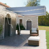 VidaXL Luifel vrijstaand automatisch 600x350 cm blauw en wit - afbeelding 1