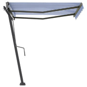 VidaXL Luifel vrijstaand handmatig uittrekbaar 300x250 cm blauw en wit - afbeelding 3