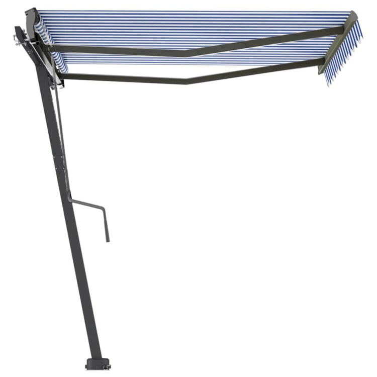 VidaXL Luifel vrijstaand handmatig uittrekbaar 300x250 cm blauw en wit
