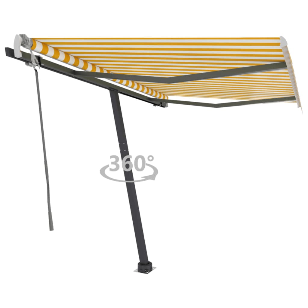 VidaXL Luifel vrijstaand handmatig uittrekbaar 300x250 cm geel en wit