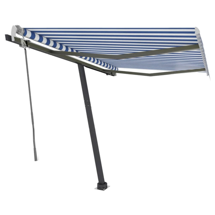 VidaXL Luifel handmatig uittrekbaar met LED 300x250 cm blauw en wit