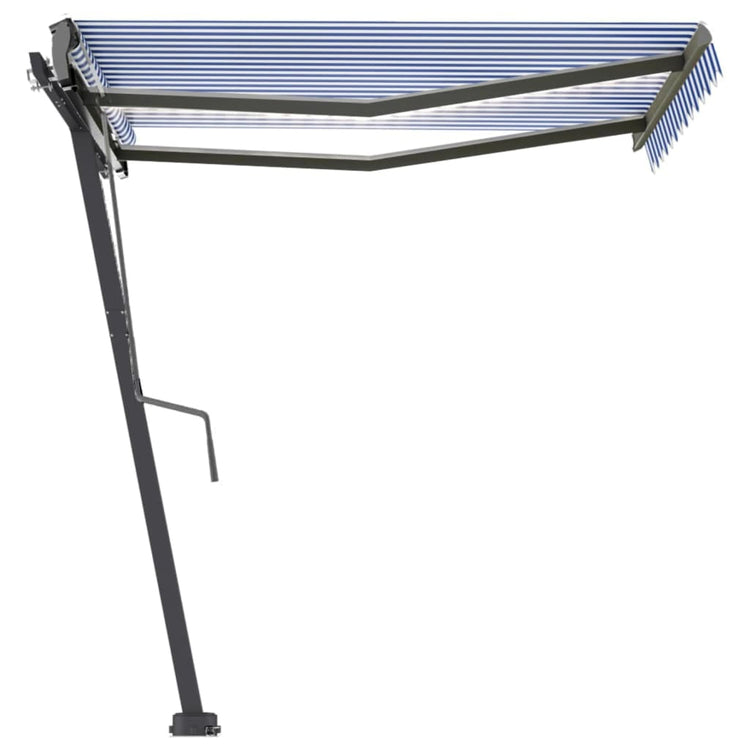 VidaXL Luifel handmatig uittrekbaar met LED 300x250 cm blauw en wit